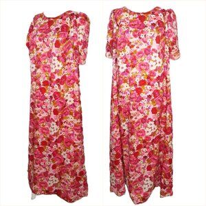 1960's Queen Emma Fashions Liberty House Hawaii Pink Floral MuuMuu Dress